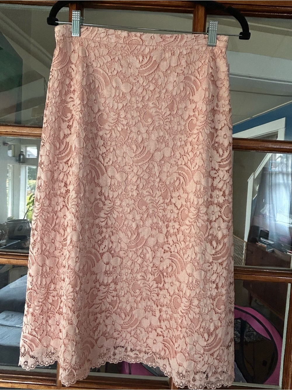 Zara Pink/Peach Lace A-Line Skirt